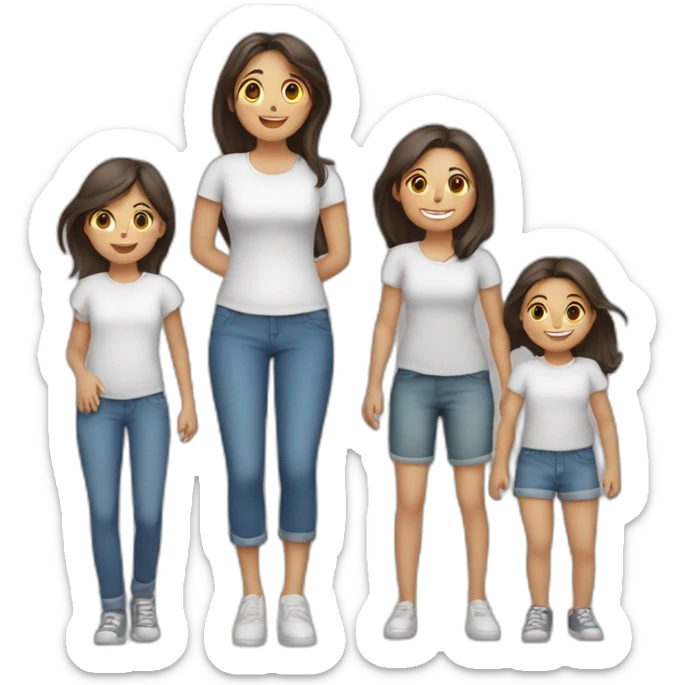 Familia de 6 personas 3 hijas y un hijo sticker