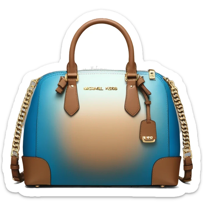 Realistic peacock blue color to tan  ombre michael kors satchel purse. sticker