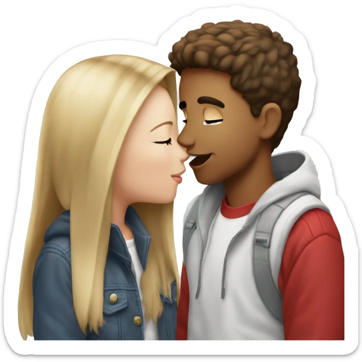 two white teenagers one boy one girl kissing outside of a gray kia sportage  sticker