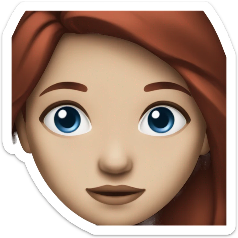 blue eyed girl dark red hair sticker