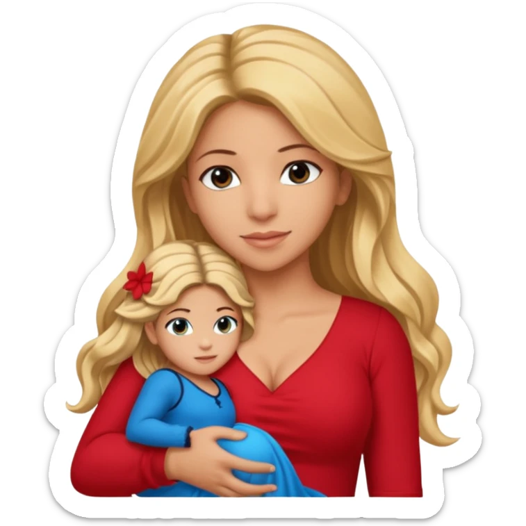 Shakira with blue eyes and pique holding her in his arms  sticker