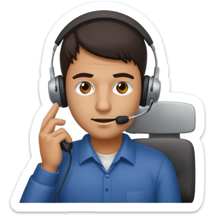 mean looking phone scammer in sketchy call center from pakistan working our of filthy bedroom sticker