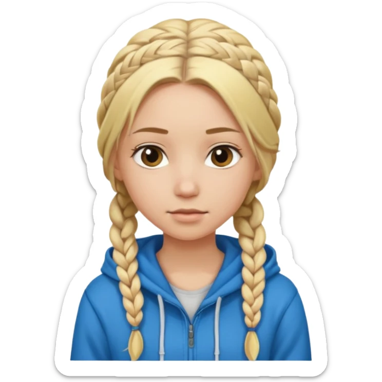 hoodie blonde girl with braided hair sticker