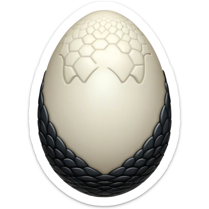 draco xenomorph alien egg with pale white and black skin and intricate scale patterns sticker