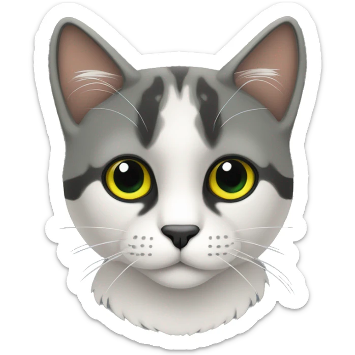 Gato de color negro con rallas blancas y color amarillas ojos verdes sticker