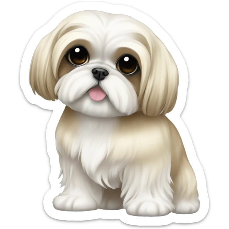 golden cream shih tzu white girl cute medium hair goth bow sticker