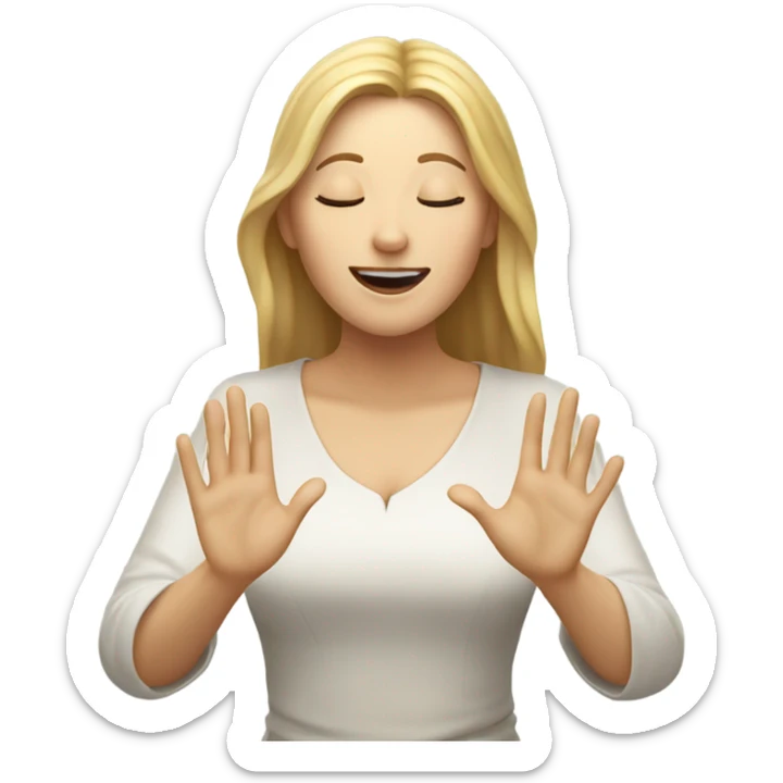 White woman Praising the lord with one hand in the air and eyes closed sticker