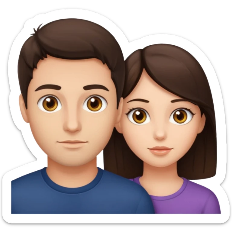 Brunette guy with hazel eyes and brunette girl with hazel eyes together  sticker