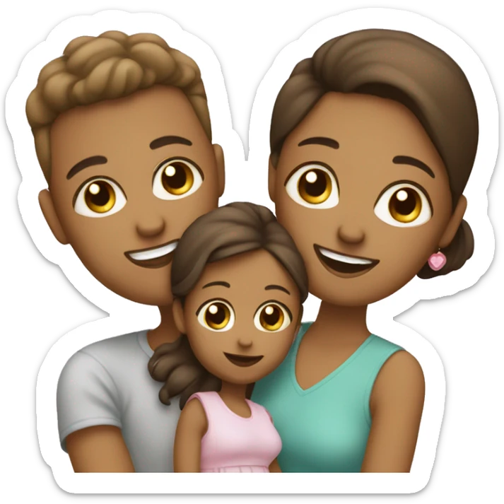 Family of 3 with a baby girl sticker