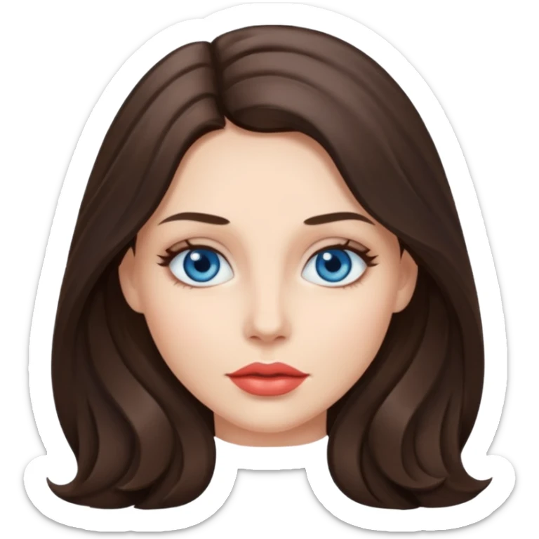 Woman with fair skin long brunette hair grey blue eyes and full lips sticker