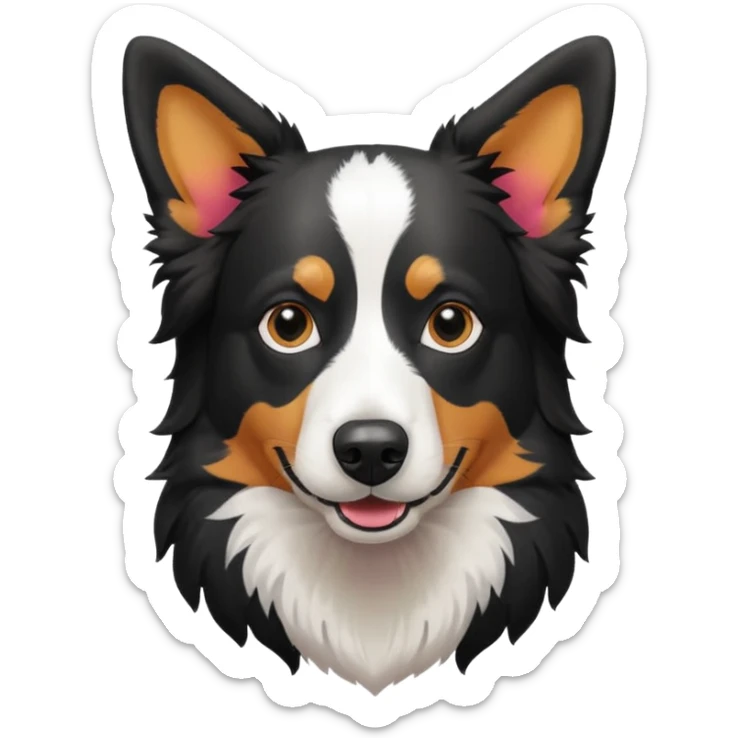 Colorful Border collie Dog, Border collie Portrait, Dog Sticker Clip art sticker