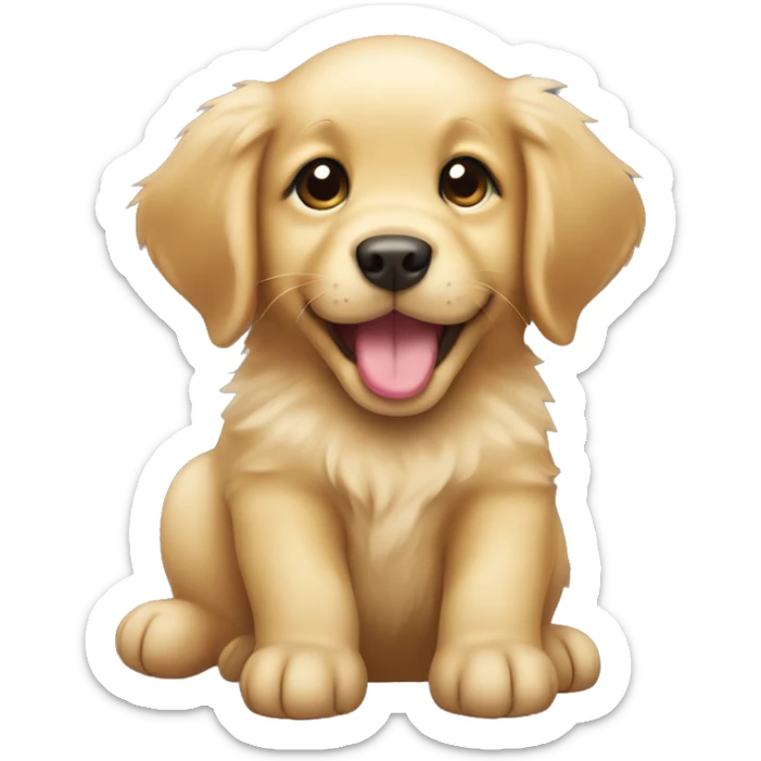 A golden retriever puppy emoji with a playful wink and tongue out sticker