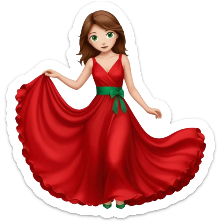 Handmaid woman with brown hair and green eyes. Wearing all red sticker