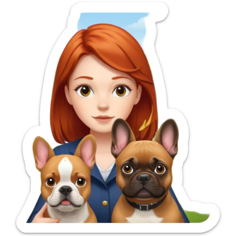 Redhead girl with french bulldog and belgian malinua sticker