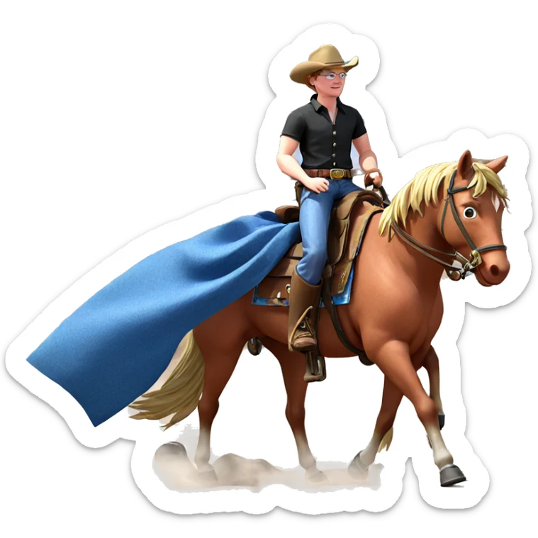 cowboy on horseback outdoors sticker