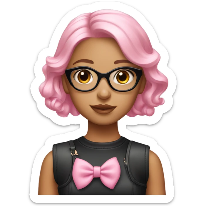 Cute girl wearing a Dior bag with a bow on her pink hair  sticker