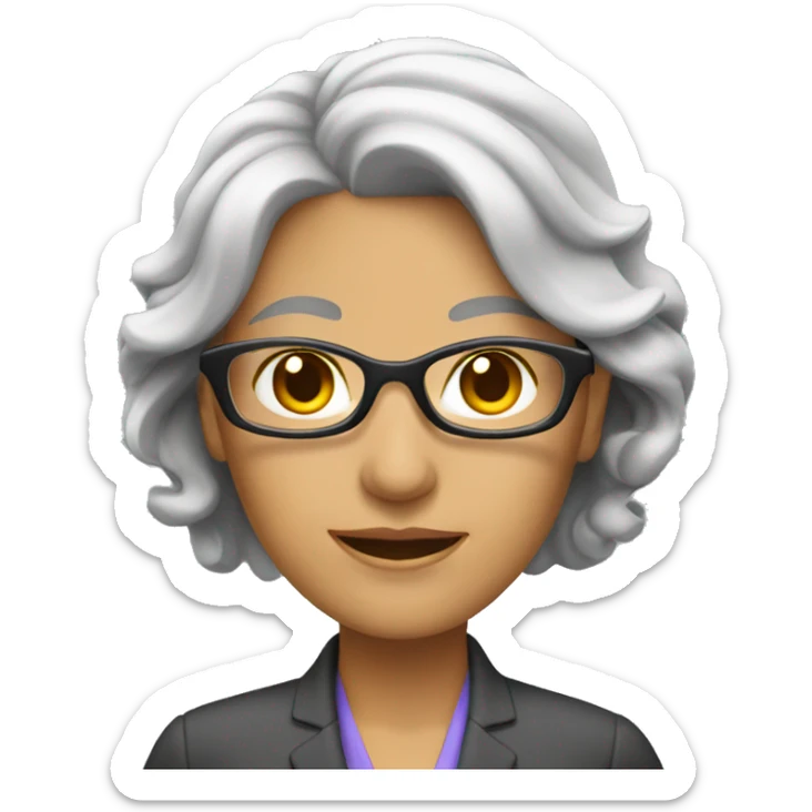 Women business teacher with gray color hair. sticker
