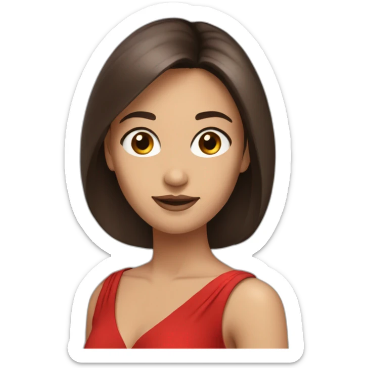 brunette with long straight hair with brown eyes in an evening red dress sticker