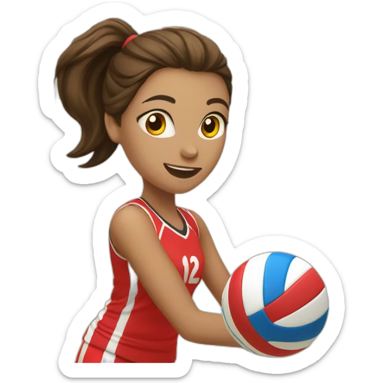 Girl wearing red jersey is shooting to the volleyball ball sticker
