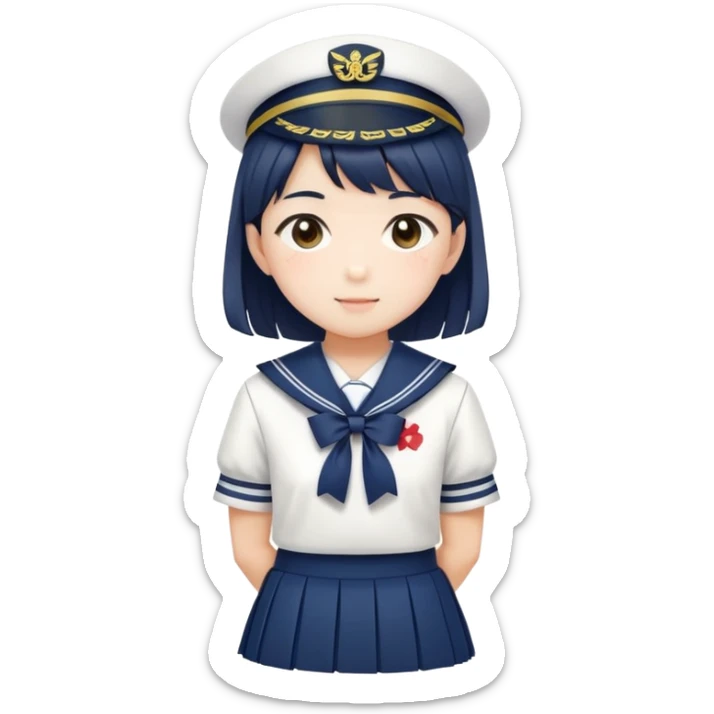 Cute Japanese high school girl in traditional sailor uniform with pleated skirt sticker