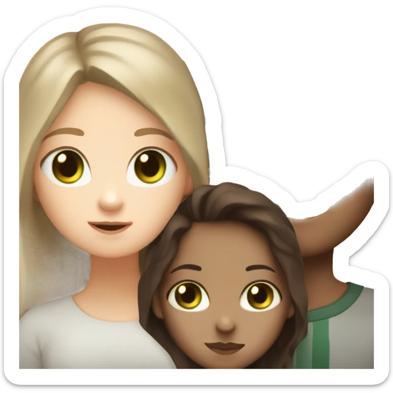 Me and my partner  we are white with brown hair and the gir have green eyes and boy have white skin and brown dark hair  sticker