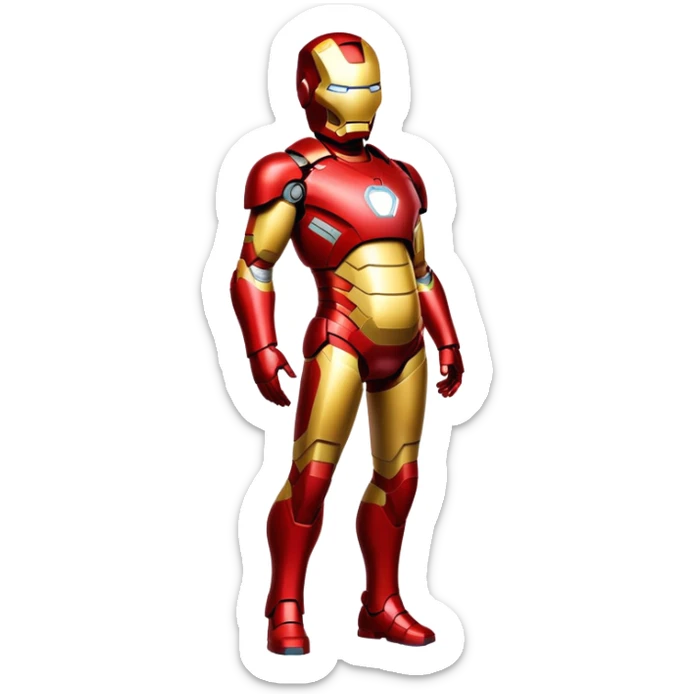 Iron Man superhero with a pregnant belly, red and gold metal suit sticker