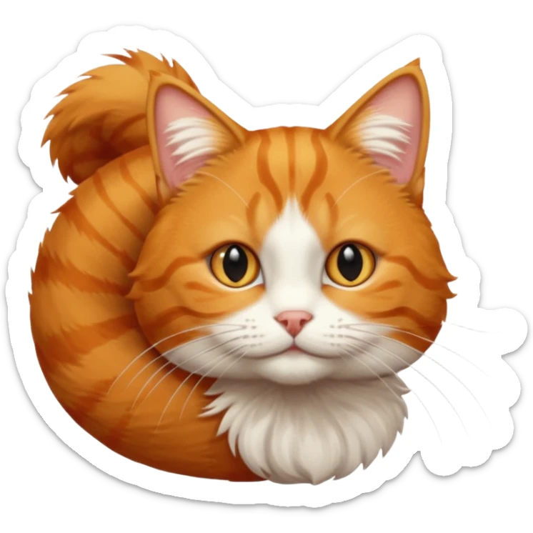 Make me a orange tabby cat with a white chin and a bit of white on the end of his tail sticker