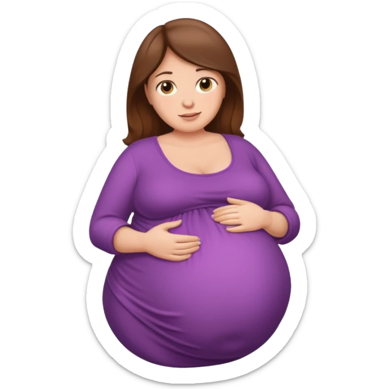 very heavily pregnant overdue woman with super  large belly sticker