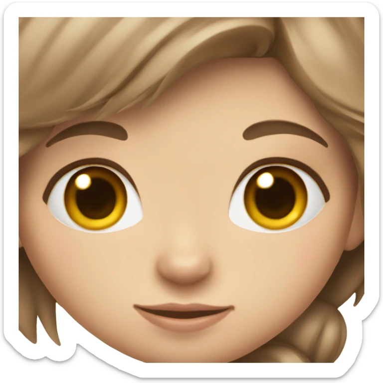 Girl with brown hair, fair skin, brown eyes and cat in arm sticker