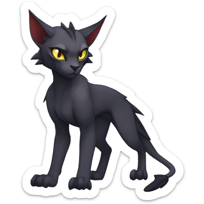 Black edgy Noivern-Litten-Sphynx-Lykoi-Caracal-cat-Fakemon full-body sticker