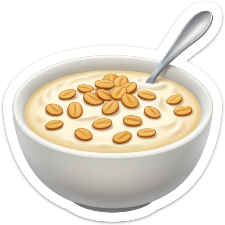 a plain bowl of wheat cereal with milk, there's nothing in the picture but a bowl of cereal sticker