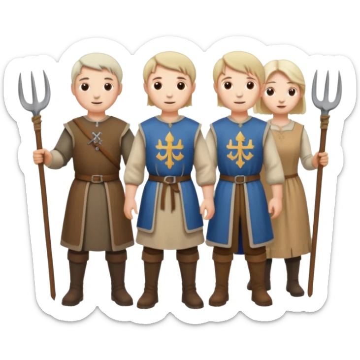 les villageois qui certains ont des fourches  sapé en moyen age sticker