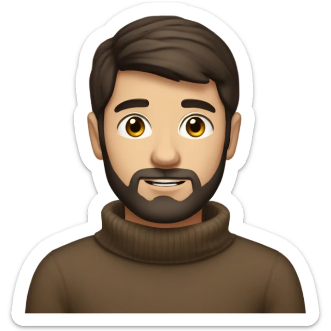Straight hair Dark brown beard dark brown hair white Young boy in turtleneck sweater sticker