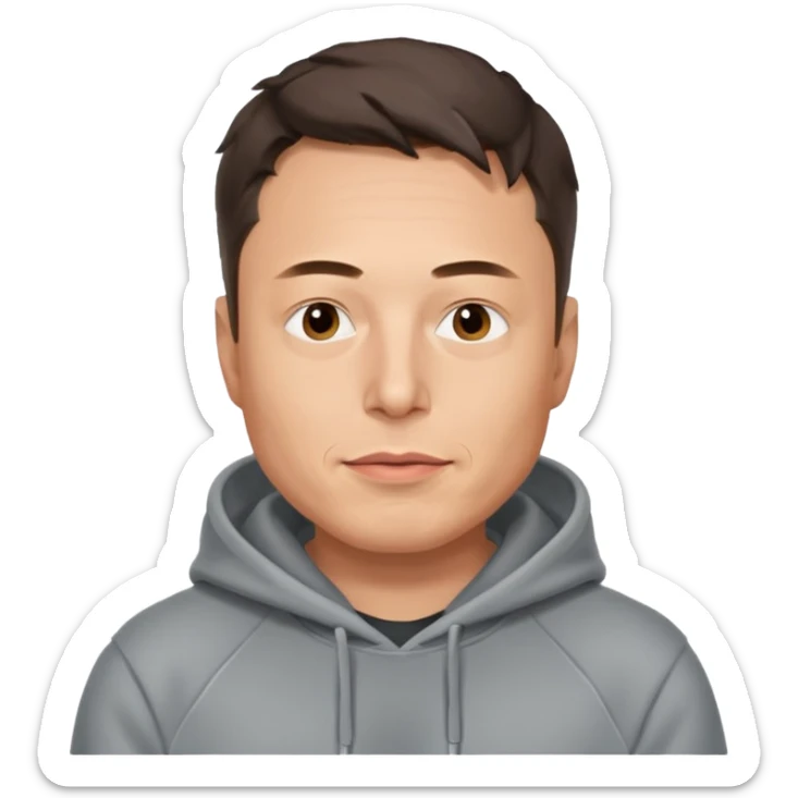 a portrait of elon musk, wear hoodie  sticker