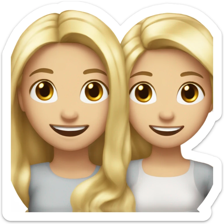 Real happy Brunette hair friend and a blonde hair friend  sticker