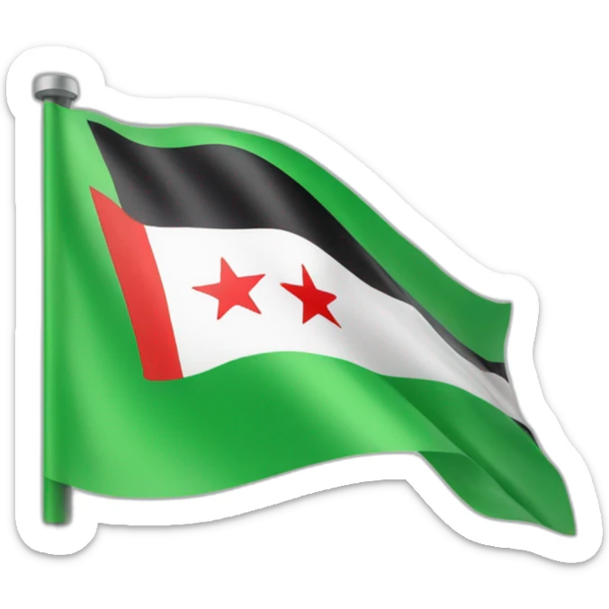 The flag of the Syrian revolution is green, white, black, with three red stars in the middle  sticker
