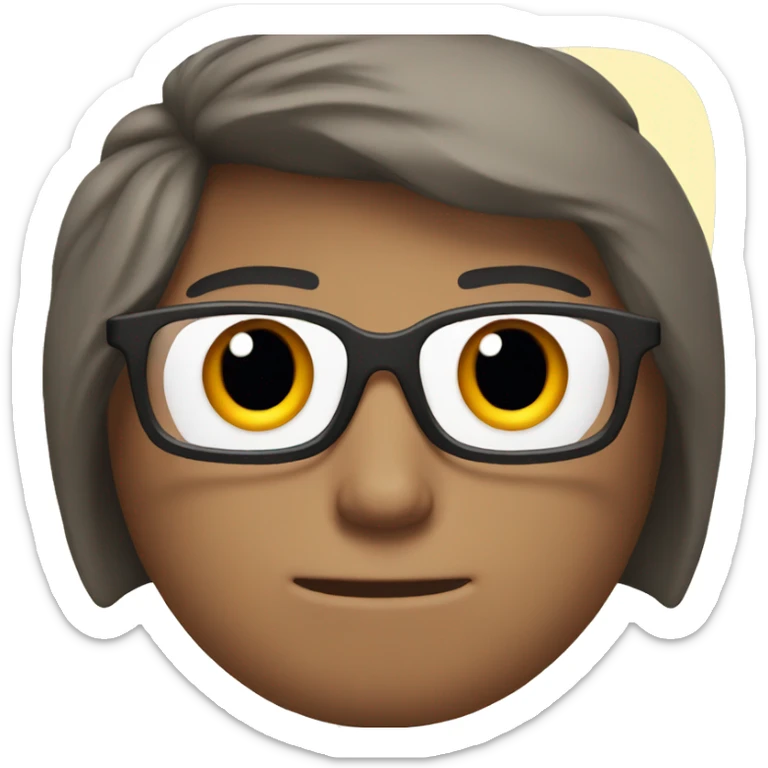 skinny guy with brown hair, black glasses and red suit sticker