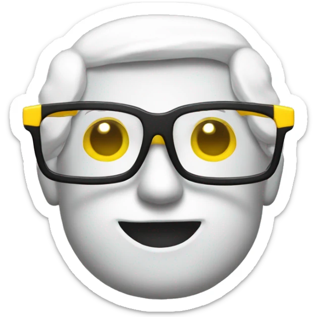 yellow nerd emoji with big glasses with white tape in the middle of glasses sticker