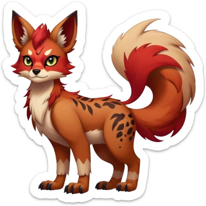 edgy badass cool Falvie-Fionbri-creature-fursona, full body, with random markings sticker