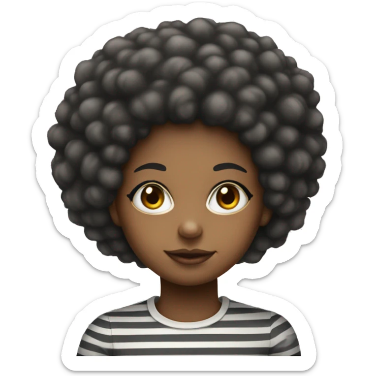 striped shirt portrait of an African American girl with a short salt and pepper Afro sticker