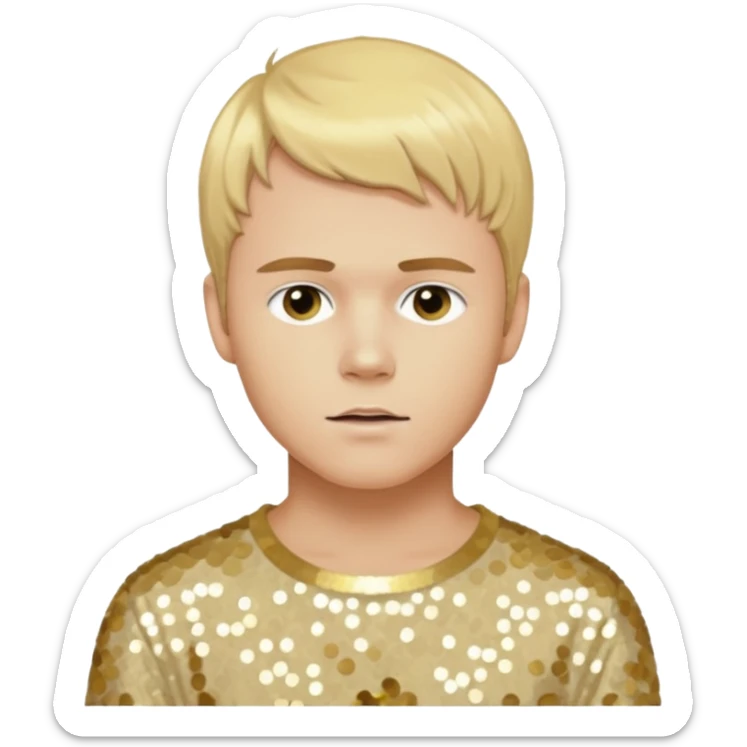 Brady Corbet as Brian Lackey from Mysterious Skin with light skin, golden blonde hair, cream sequin outfit sticker