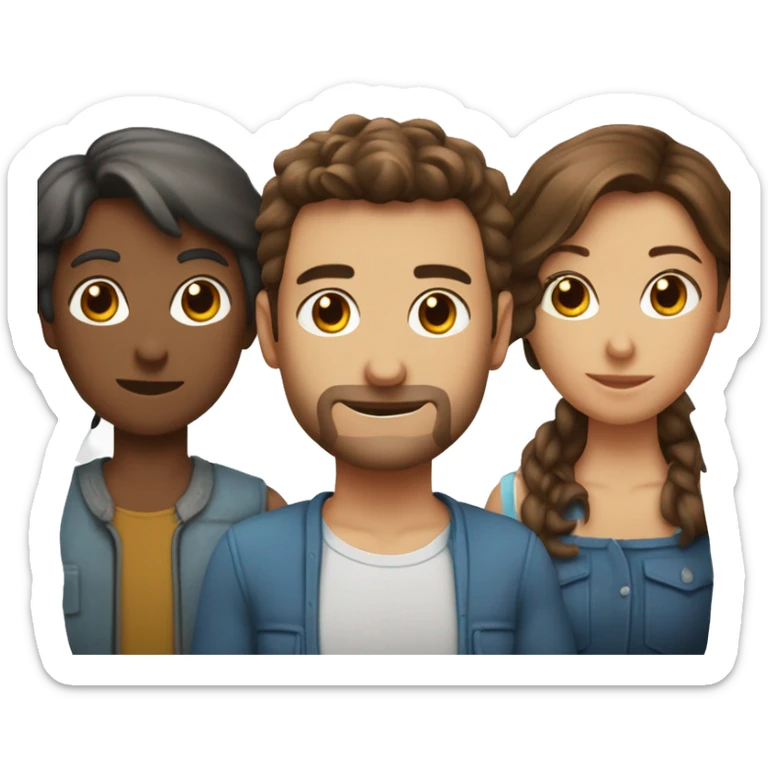 Câlin entre deux adultes une brune et un brun sticker