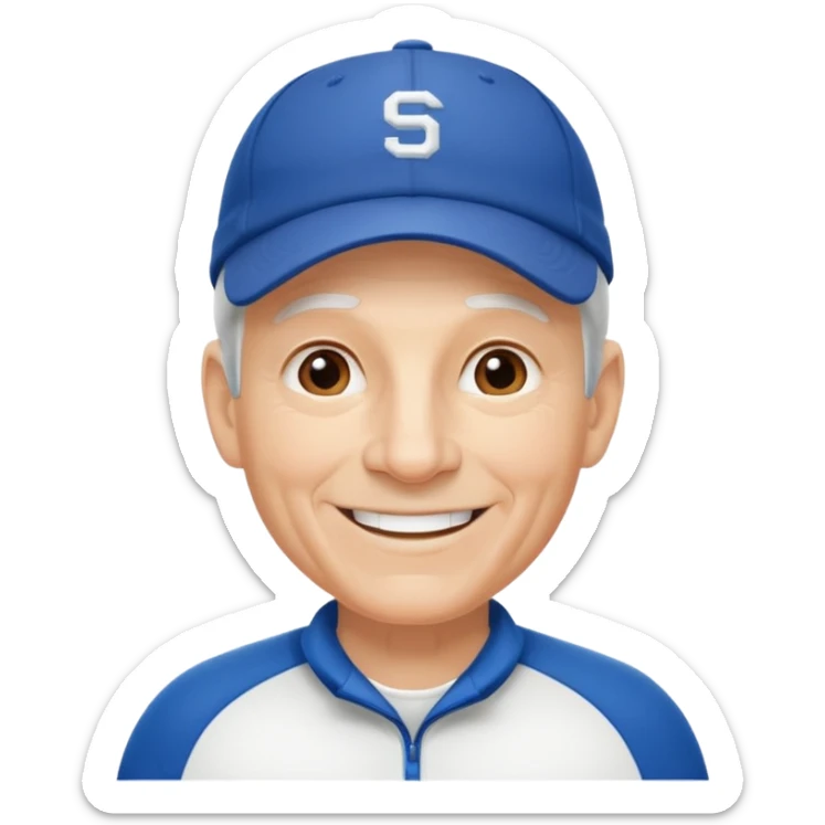 émoji d'un coach plutot agé sportif avec une casquette de sport sticker