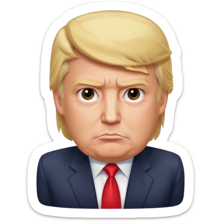 donald trump but his head is square, like a wooden block sticker