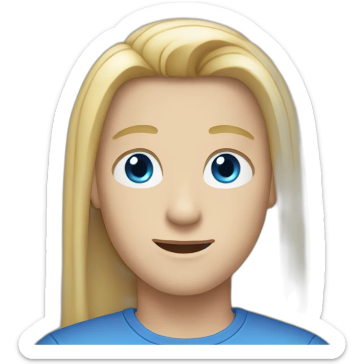 blue-eyed male teen-ager with long straight blond hair sticker
