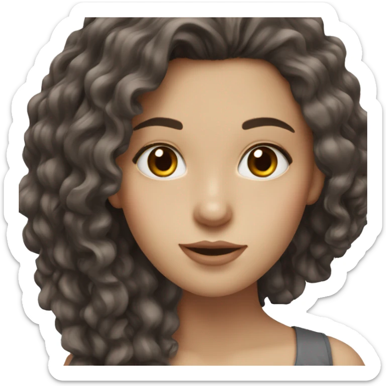 White girl with long dark brown hair and brown eyes sticker