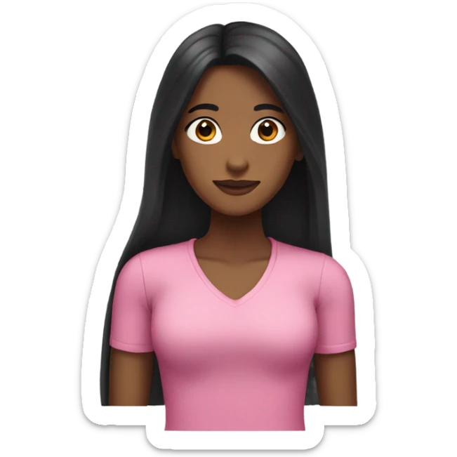 Kind of brown girl with black hair with pink tips sticker