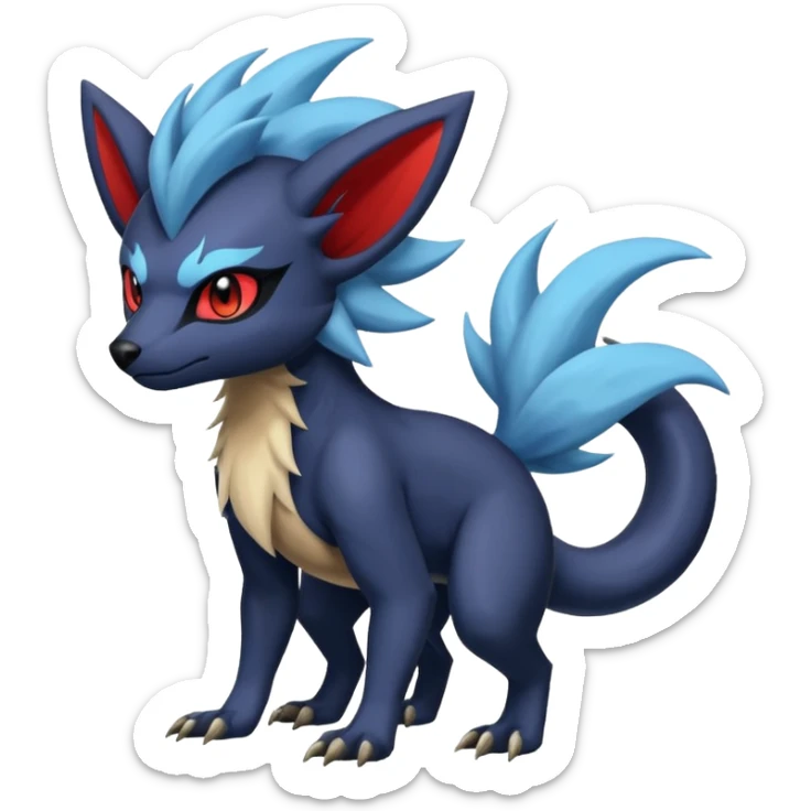 Exotic colorful cool handsome elemental exotic Zorua-Absol-Salandit-fusion (full body) sticker