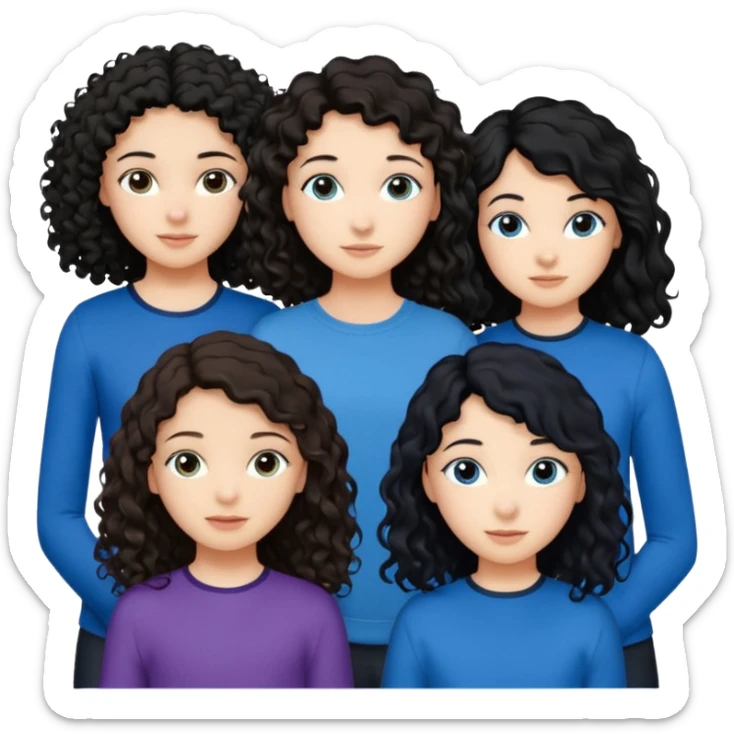 Algo de Disney y por detrás o delante pon a quatro chicas: una con el pelo largo rizado marrón , otra con el pelo muy corto negro, como un chico, otra con el pelo mediano liso marrón con ojos azulesy otra con el pelo negro largo liso . Es para el viaje sticker