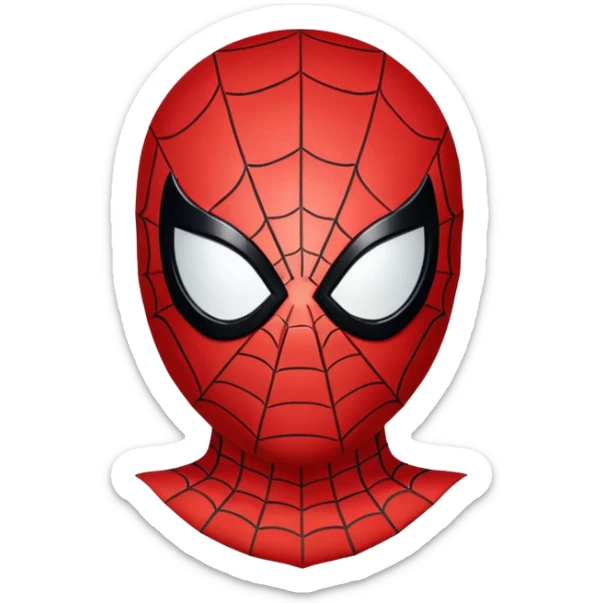 An emoji-style illustration of Spider-Man's head. The head should be round and stylized like an emoji, with the iconic red mask, black web pattern, and large white eyes. Simple, bold lines, cartoonish and expressive, with a clean and minimal emoji aesthetic. sticker